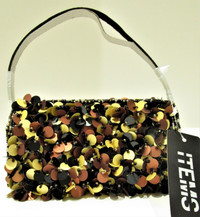 NEW, COPPER & GOLD PAILLETTE & GLASS BEADED EVENING BAG