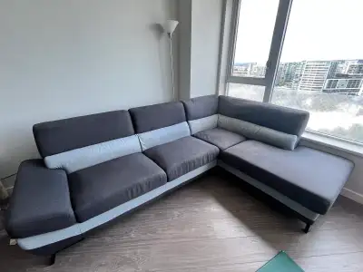 Two toned Grey Sectional Sofa, View more