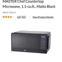 MASTER Chef Countertop Microwave, 1.1-cu.ft., Matte Black