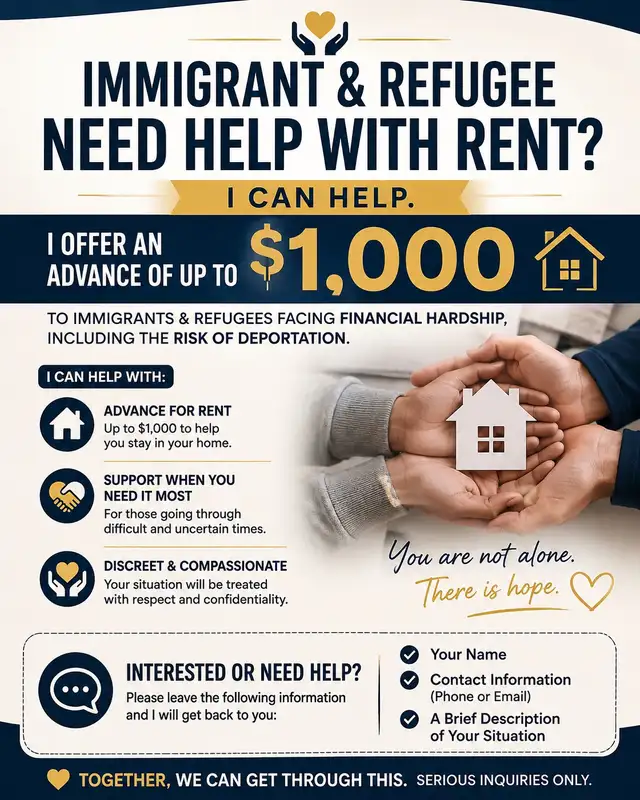 Emergency Rent Advance for Immigrants & Refugees - Up to $1,000