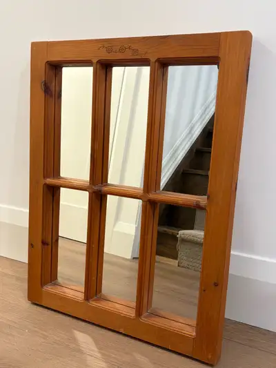 Wooden hanging mirror, View more