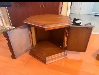 wooden pedestal table, View more