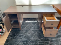 Solid Wood Desk w/ drawers Hemnes IKEA grey-brown