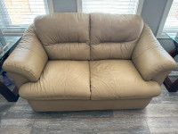 Leather Couch and Chair set - Beige
