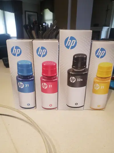 HP 32XL Black & HP 31 Cyan Magenta Yellow Ink Bottle Original, View more