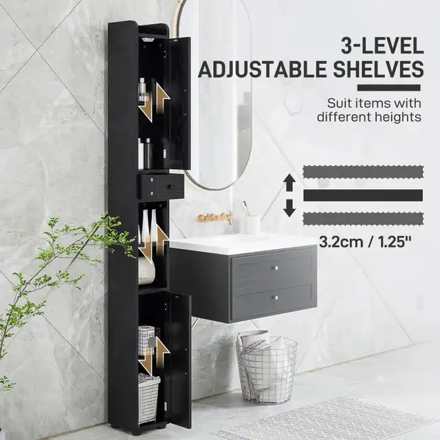 72" tall Narrow Bathroom Cabinet, Tall Bathroom Storage Cabinet  in Bookcases & Shelving Units in Markham / York Region - Image 5