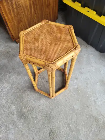 Wicker Bamboo Side Table, View more