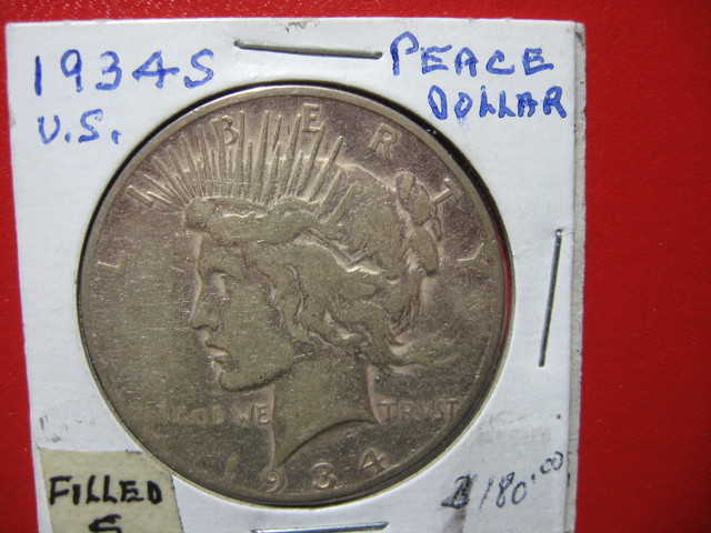 rare 1934s filled S Peace dollar in Arts & Collectibles in Victoria - Image 2