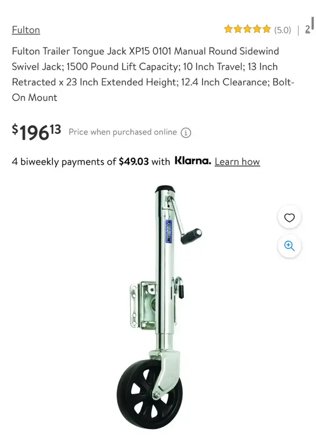 Fulton Trailer Tongue Jack With Wheel in Other in Hamilton - Image 11