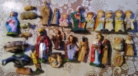 Vintage Christmas Figurines Santa Sacks Metal Angels Nativity Sc