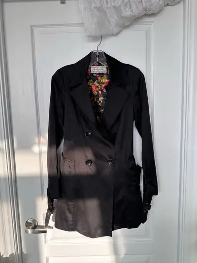  Satin black trenchcoat, View more