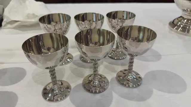 6 Silver Plated Wine Goblets482653837230100482