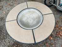Large fire pit with ceramic inserts