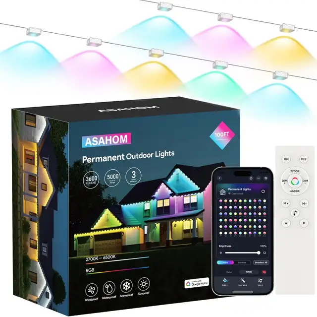 BNIB Permanent Outdoor Lights for House 100ft with 60 RGBCW LED in Outdoor Lighting in City of Toronto - Image 2