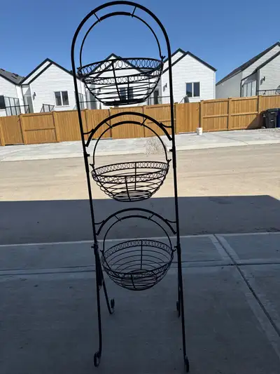 Elegant 3-Tier Black Metal Basket Stand – Functional & Stylish, View more
