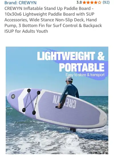 NEW Inflatable Standup Paddleboard  SUP, View more