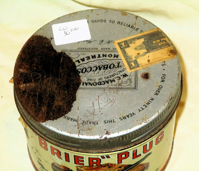 VTG "Empty" . "BRIER" PLUG Smoking Tobacco Tin in Arts & Collectibles in Belleville - Image 3
