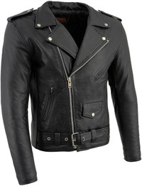 *NWT (Reg. $197)* Men's Black Leather Motorcycle Jacket (4XL)