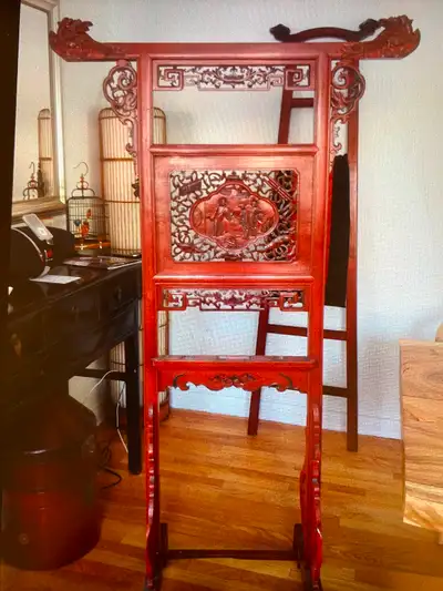 Antique Chinese Lacquered Clothes Rack, View more