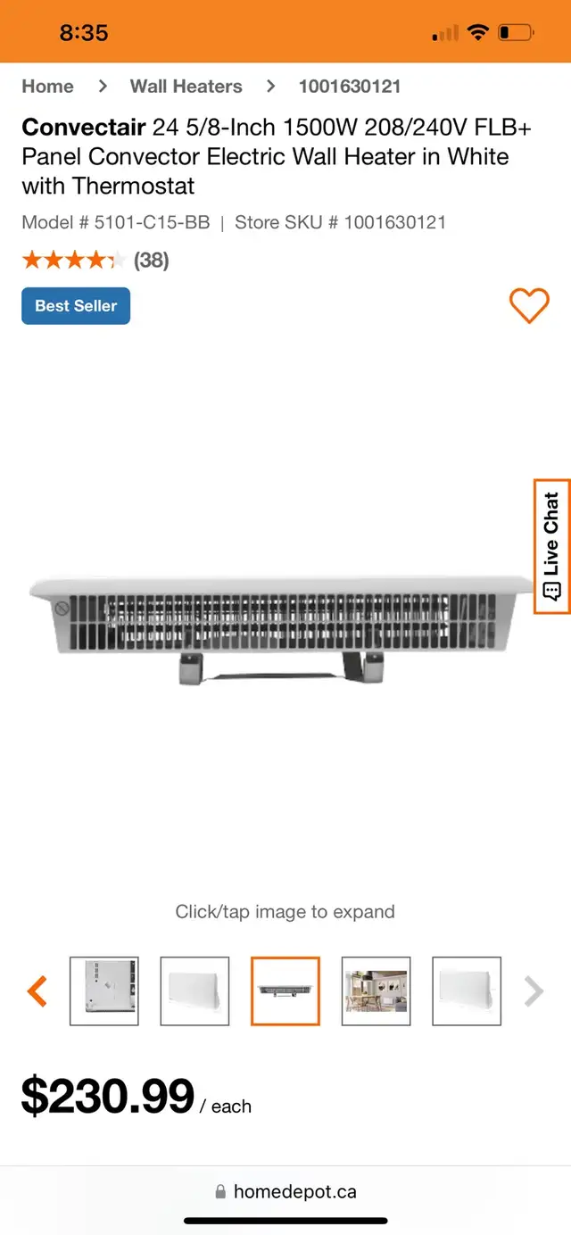 Convectair 24 5/8-Inch 1500W 208/240V FLB+ Panel Convector Elect in Heaters, Humidifiers & Dehumidifiers in Kitchener / Waterloo - Image 7