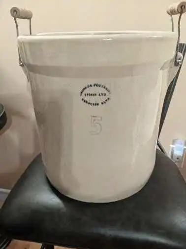Large Antique/Vintage 5 Gallon - Crock/Stoneware Pottery, with Handles. No cracks etc 13 inches wide...