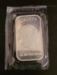 Bar en argent lingot/silver bullion indian Buffalo  1 oz .999