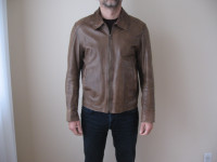 DANIER blouson cuir homme, spring leather jacket for men size M