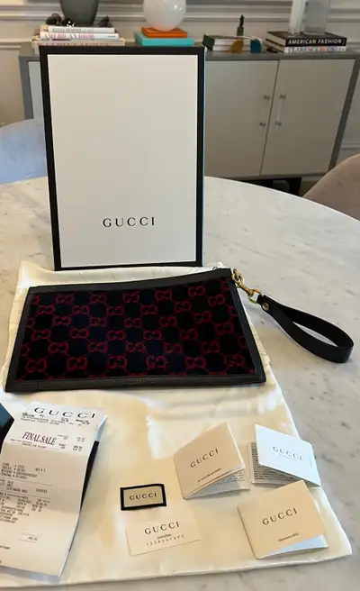 *RARE* GUCCI GG Wool Pouch Clutch Wristlet Bag, View more