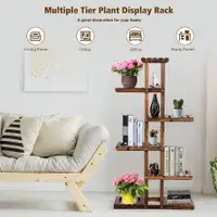 Flower Rack Wood Plant Stand 7 Wood Shelves 11 Pots Bonsai Displ