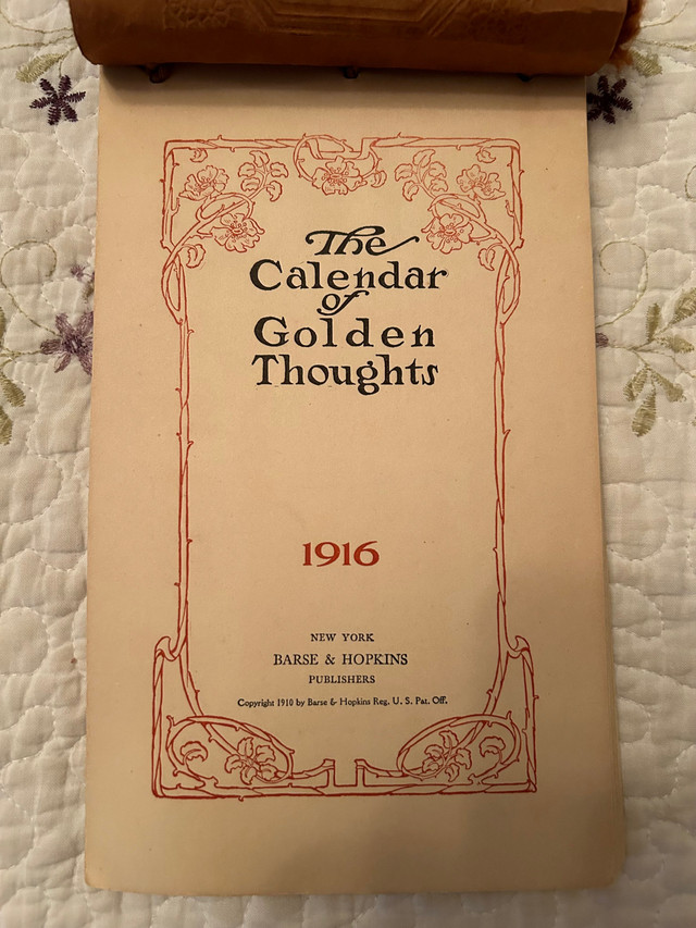 The Calendar of Golden Thoughts 1916 in Arts & Collectibles in Belleville - Image 2