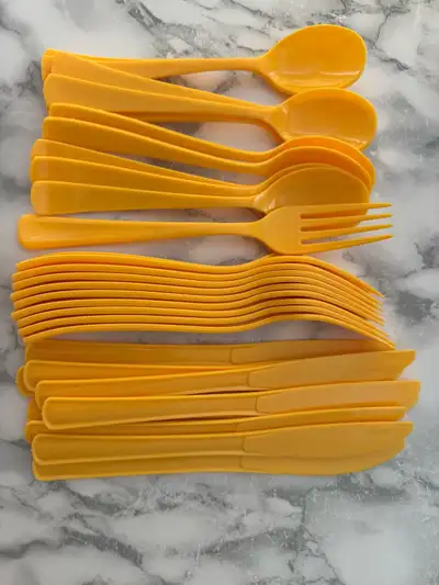 Yellow Plastic Cutlery, Party Cutlery-30Pc, View more