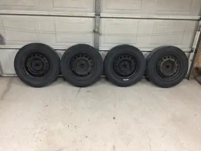 4 - tires and rims 195 65r 15 Goodyear Nordic winter off Toyota Corolla tires are approximately half...