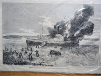 1872 Burning of the Steamer Kingston on the St. Lawrence Print