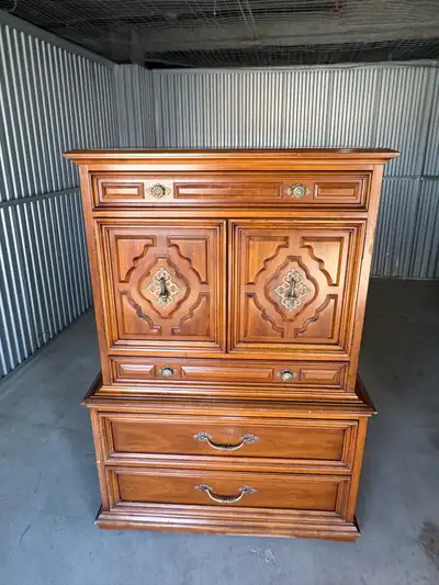 Free delivery used Vintage Wooden Armoire / Dresser, View more