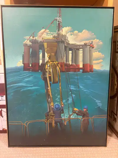 Wilson McLean Original Oil Painting — Offshore Oil Rig, 1977, View more