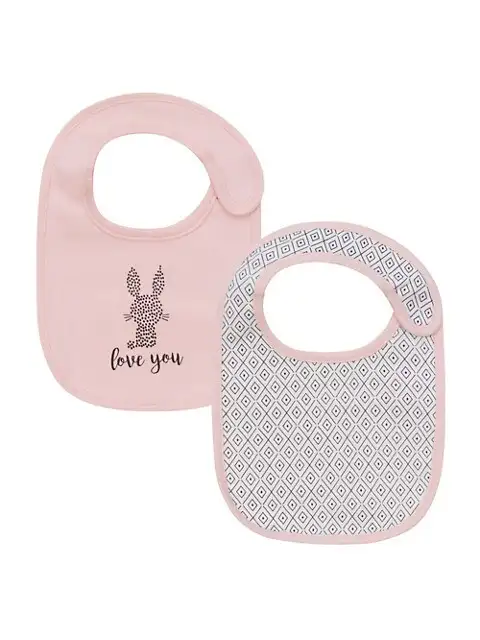NEW - Two-Pack Bunny Cotton Infant Bibs, PETIT LEM, Pink in Other in Markham / York Region - Image 2