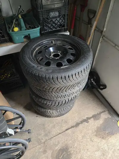 I have 4 studed winter tires on steel rims size p 215 60 r17 comes off dodge car lots of thread left...