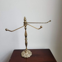 Vintage Brass Swing Arm Towel Bar  Stand Jewelry Stand