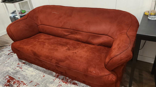 Red Velvet Couch in Couches & Futons in Strathcona County