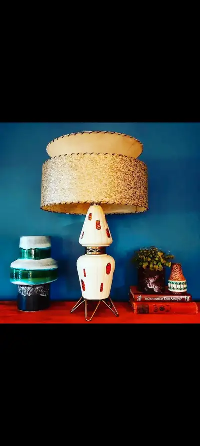 Mid century vintage atomic table lamp with brass wire base. It is being sold WITHOUT a shade Innisfa...