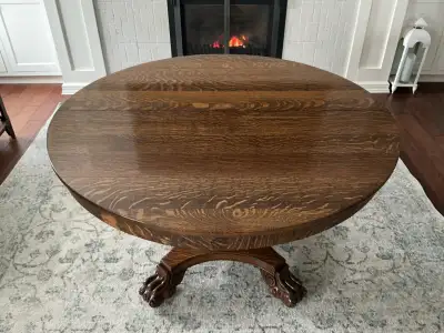 Refinished Antique Dining Table 48” Tiger Oak, View more