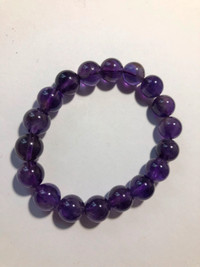 Purple Emerald Natural Gemstone, Ball Stretch Beaded Bracelet