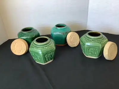 4x Shiwan style stoneware ginger jars., View more