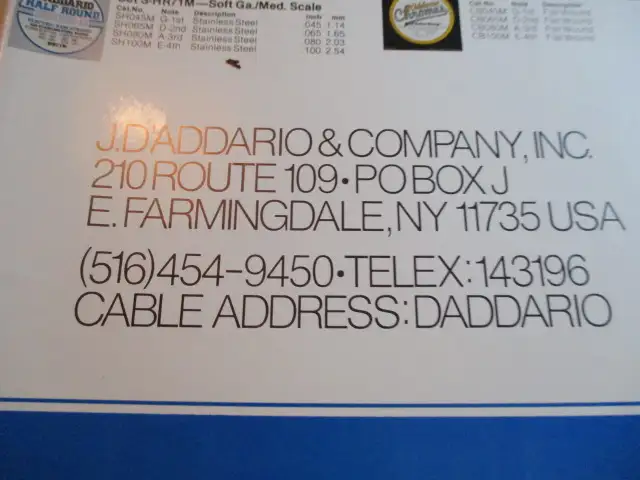 VINTAGE D'ADDARIO STRING SPECIFICATION CHART-1982-83-WALL POSTER64877474486275126