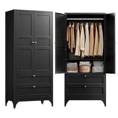 71" Metal Wardrobe Cabinets with 2 Drawers, View more