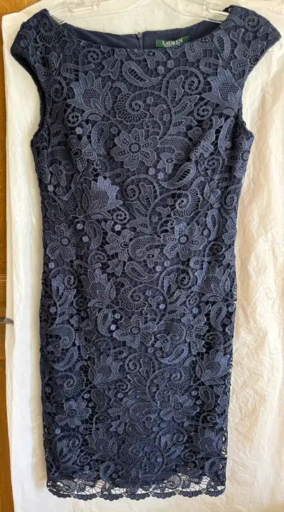 Ralph Lauren Navy Blue Lace Dress Size 2 New, View more