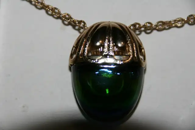 AVON PERFUME 30" NECKLACE 1970'S COBALT BLUE GLASS Almost Full63006662348035122
