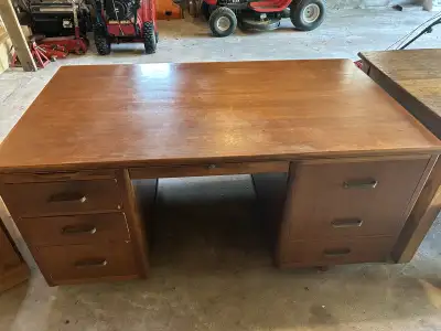 60”wide 34”deep 29”high A beautiful, solid wood antique!