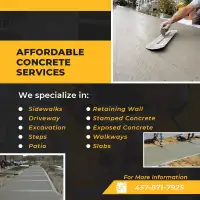 Concrete services sidewalk, slabs , patio & curbs