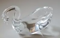 Vintage Rare Blown Art Glass Clear Swan Figurine - Signed